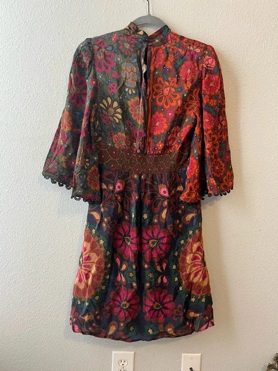 NWT FARM Rio x Anthropologie Mock Neck Abstract Floral Dress Small - Picture 6 of 12